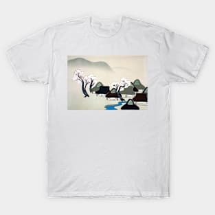 Kamisaka Sekka Village with Cherry Blossoms from Momoyogusa Flowers of a Hundred Generations T-Shirt